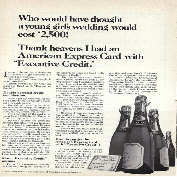 1967 American Express Card Young Girl’s Wedding Vintage Original Print Ad/Poster - Picture 1 of 1